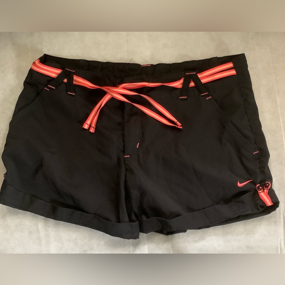 EUC Nike Women's Athletic Shorts in Black with Red Stripes